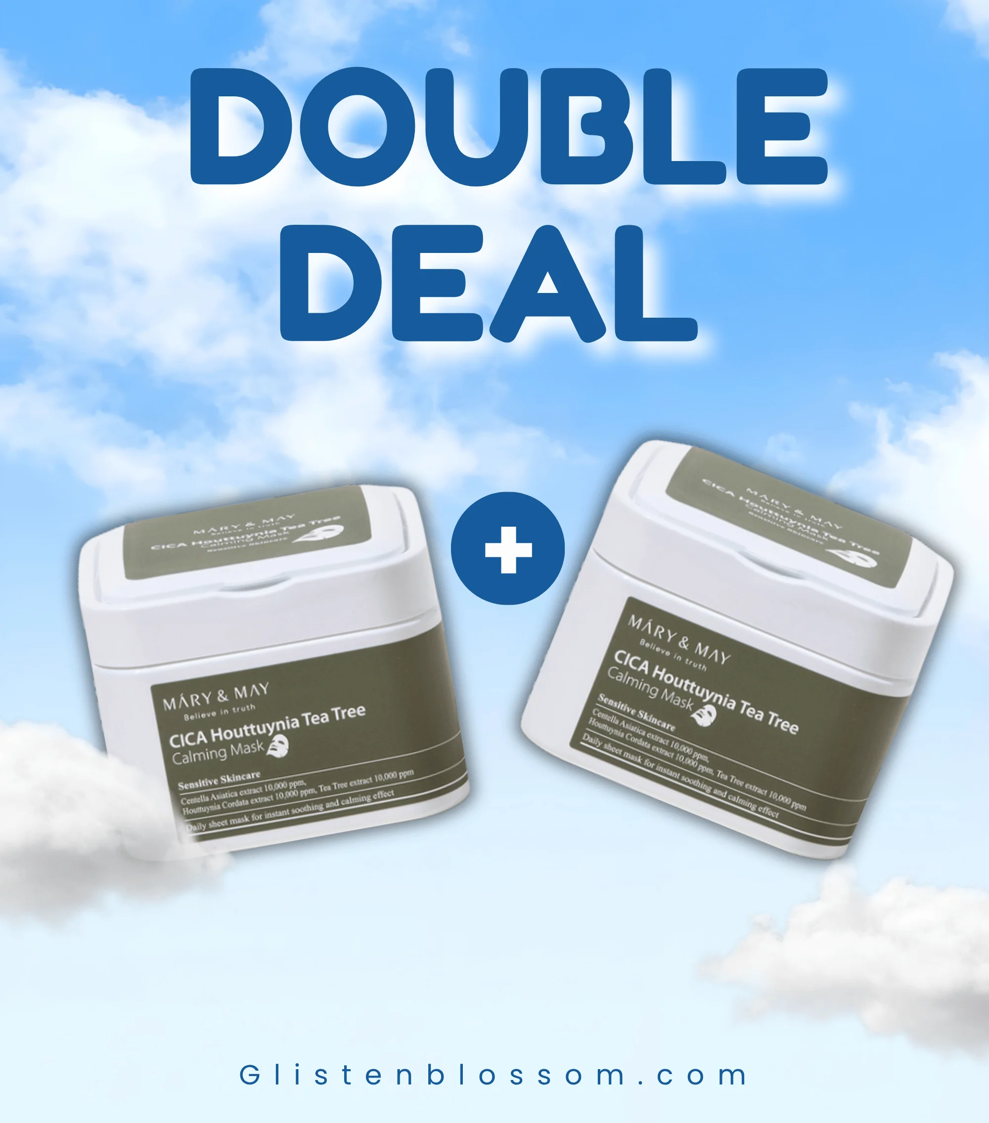 [x2 Double Deal] Mary and May Cica Houttuynia Tea Tree Calming Mask (30Ea)